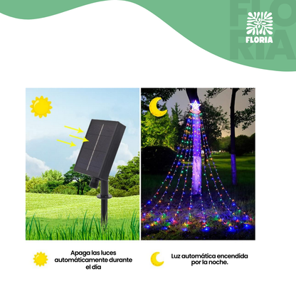 Luces de Navidad en Cascada con Energía Solar